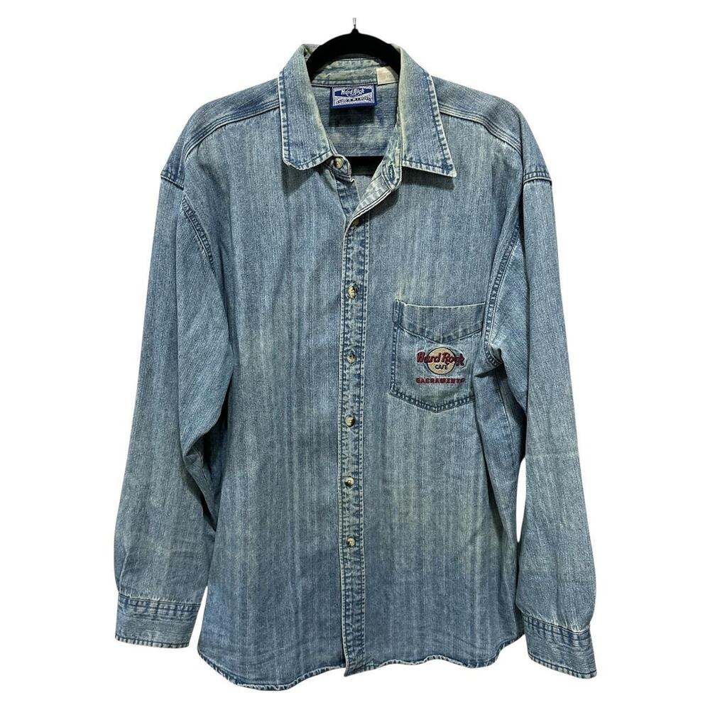 Vintage Hard Rock Cafe Denim Shirt – Sacramento – XL Button Down